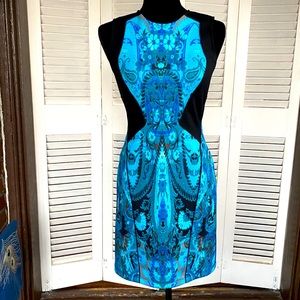 Anthropologie dress blue black small fitted